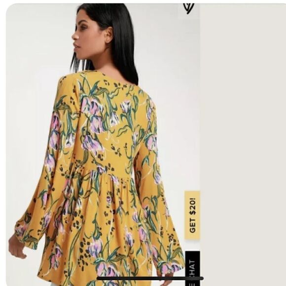 Free People Yellow Floral Mini Dress - Picture 5 of 9